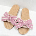 CouldNook Striped Bow Open Toe House Slippers - Dressing Corner Accent
