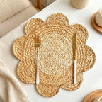 CouldNook Faux Straw Flower Shape Table Placemat - Practical Room Accent