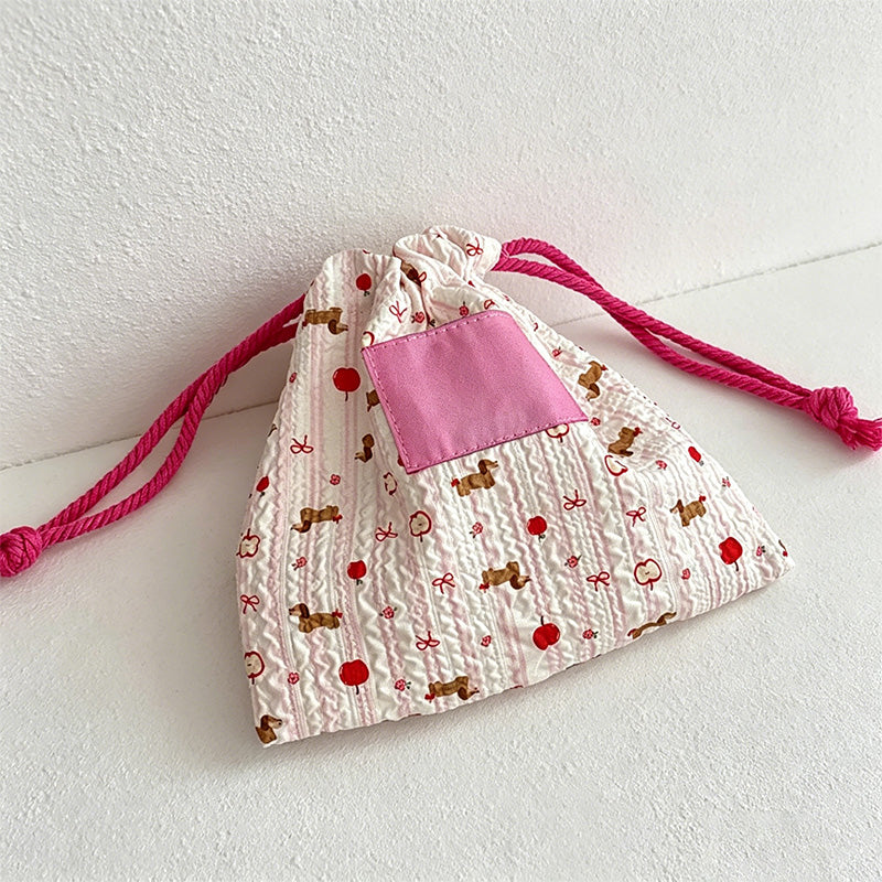 CouldNook Cake Bear Drawstring Bag - Soft Portable Accessory Pouch