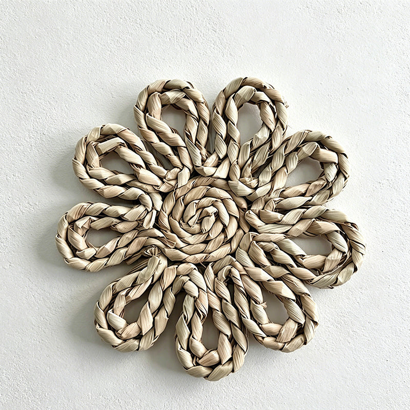 CouldNook Straw Woven Flower Mat - Aesthetic Pastoral Coaster