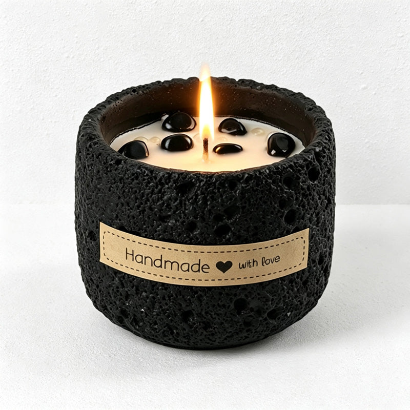 CouldNook Round Stone Look Candle - Gentle Display Piece