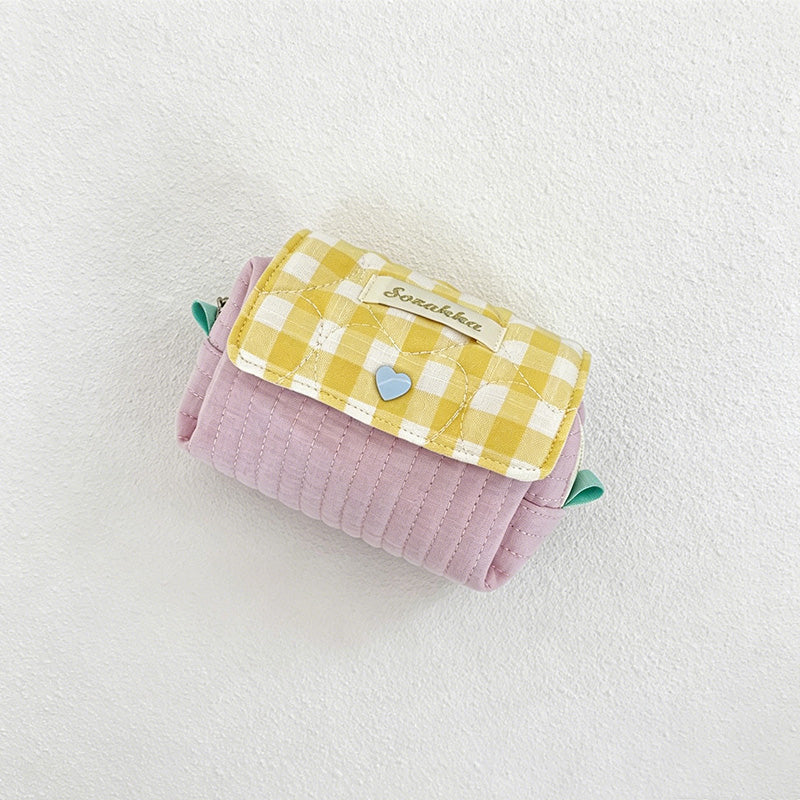 CouldNook Gingham Quilted Mini Zip Pouch - Desk Accent