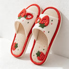 CouldNook Strawberry Trim Open Toe House Slippers - Soft Indoor Accent