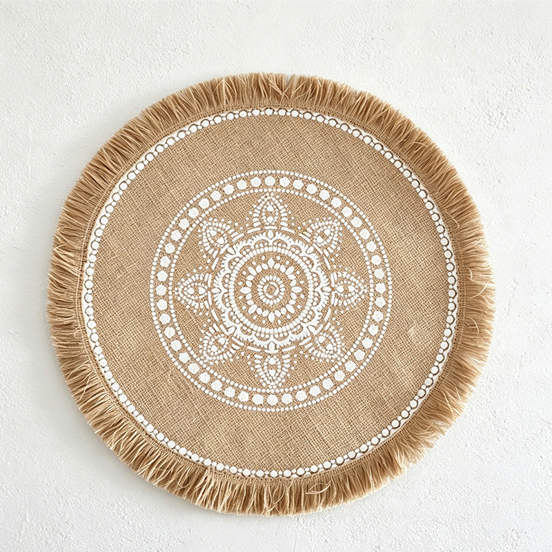 CouldNook Jute Tassel Woven Placemat - Aesthetic Rustic Table Mat