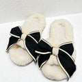CouldNook Bow Fluffy Faux Fur Slide Slippers - Warm Dressing Accent