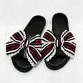 CouldNook Striped Bow Open Toe Slippers - Relaxed Home Accent