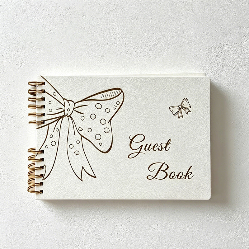 CouldNook Laser Engraved Guest Book - Bow Spiral Bound Notebook