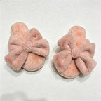 CouldNook Bunny Ear Bow Open Toe Slippers - Soft Bedroom Accent