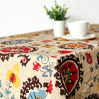 CouldNook Bohemian Sunflower Tablecloth - Aesthetic Linen-Cotton Cover
