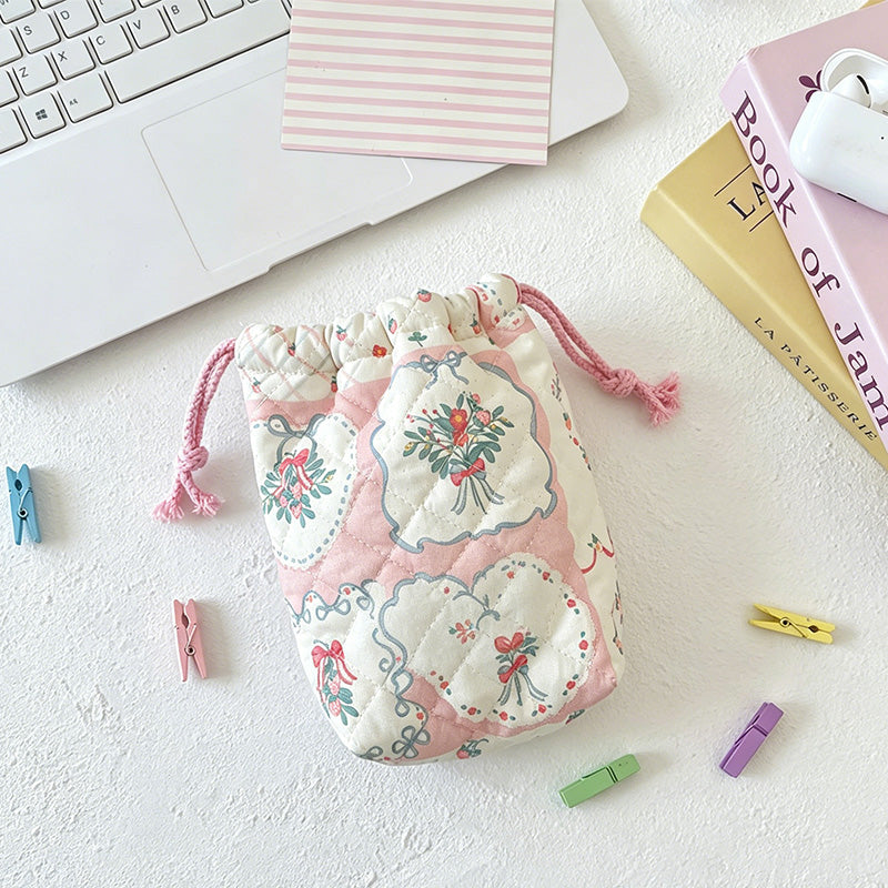 CouldNook Pink Floral Bunny Storage Bag- Everyday Organizer Pouch