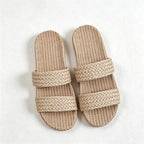 CouldNook Flax-Look Cross Strap Slide Slippers - Soft Home Accent
