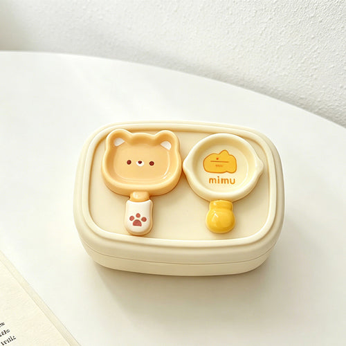 CouldNook Cartoon Frying Pan Shaped Contact Lens Case - Travel Lens Accessory