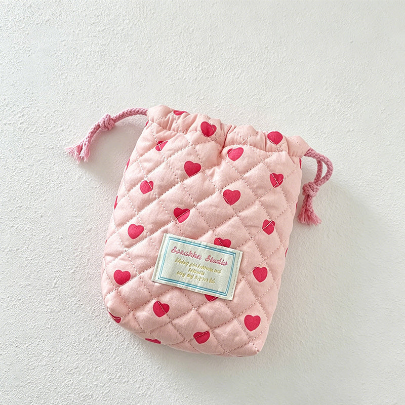 CouldNook Quilted Drawstring Storage Pouch - Soft Vanity Organizer