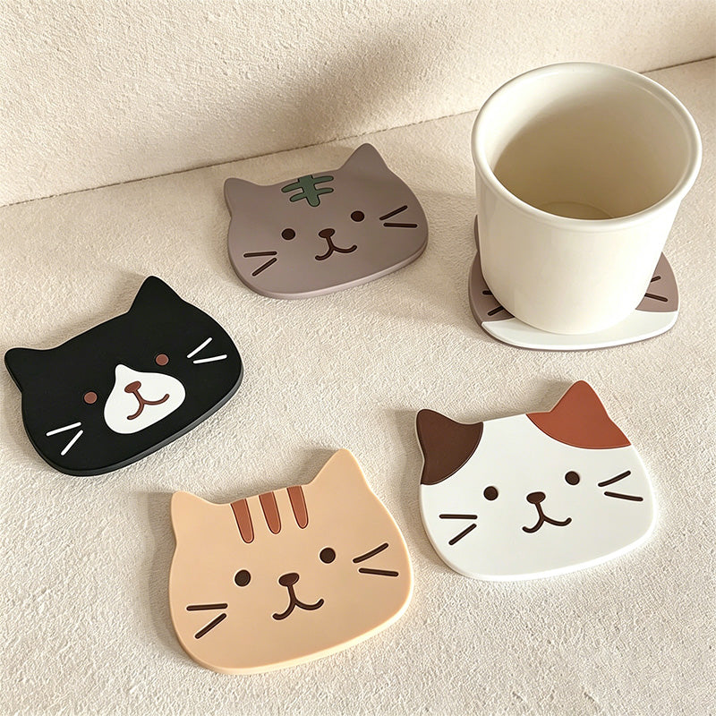 CouldNook Charming Cat Coaster - Soft Silicone Heat Resistant Pad