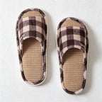 CouldNook Plaid Thick Sole Open Toe Slippers - Warm Indoor Accent