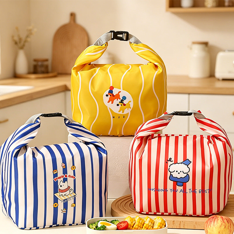 CouldNook Striped Drawstring Lunch Storage Bag - Meal Carry Accent