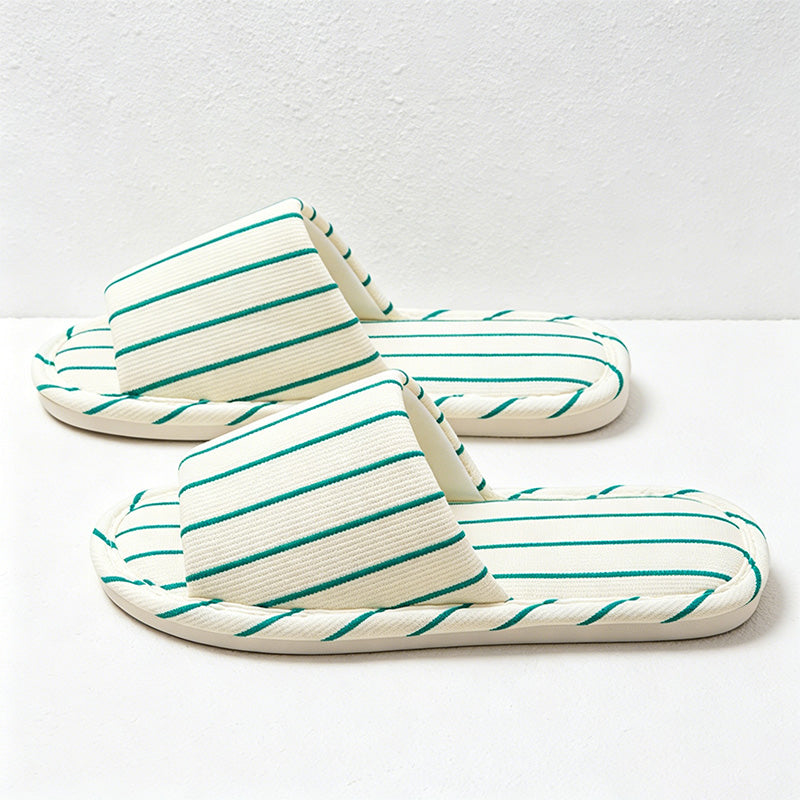 CouldNook Vertical Stripe Open Toe Slippers - Easy Indoor Accent