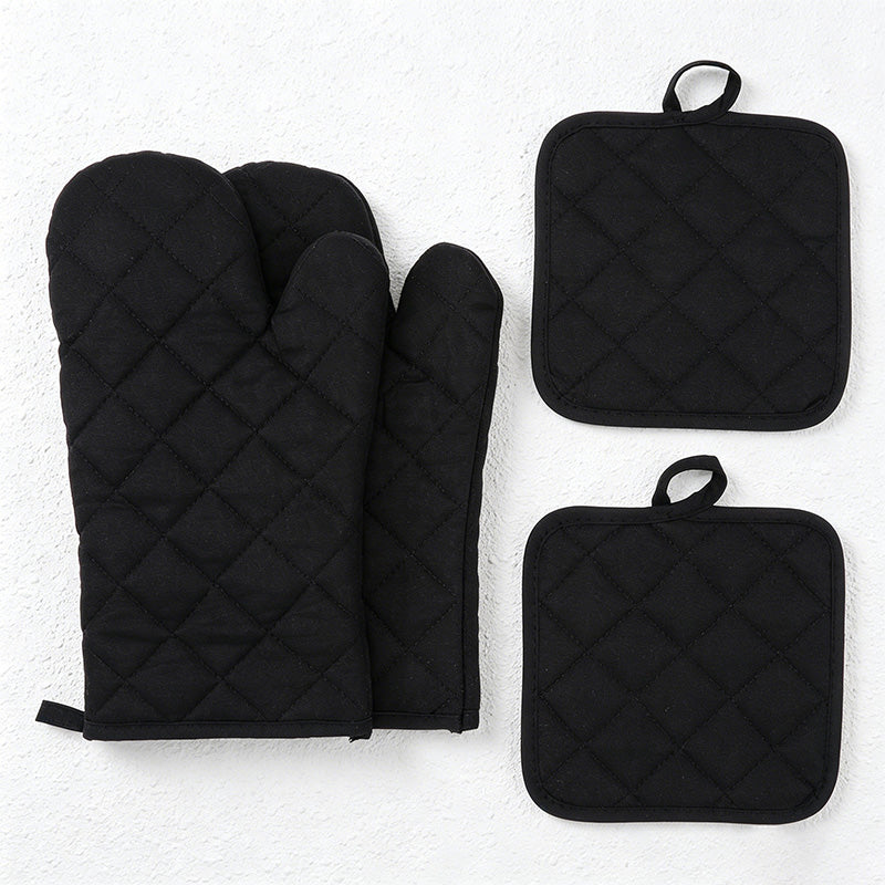 CouldNook Quilted Oven Mitt & Pot Holder Set - Kitchen Resistant Cooking Accessory