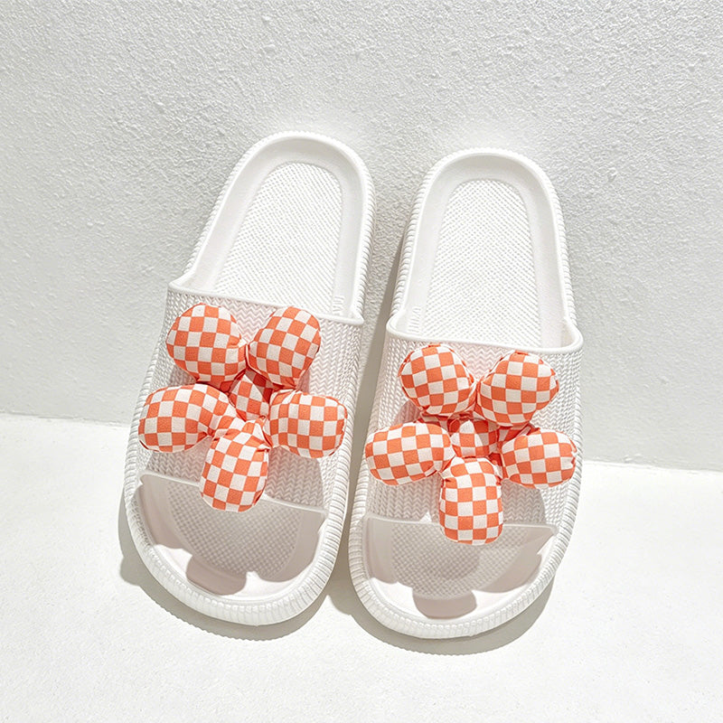 CouldNook Gingham Flower EVA Slide Slippers - Cheerful Lounge Accent