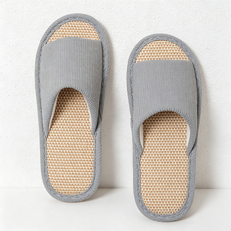 CouldNook Soft Padded Linen-Look House Slippers - Calm Indoor Accent