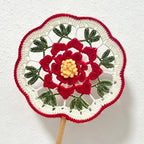 CouldNook Hand Crochet Round Hand Fan - Retro Chinese Style Woven Decor Fan