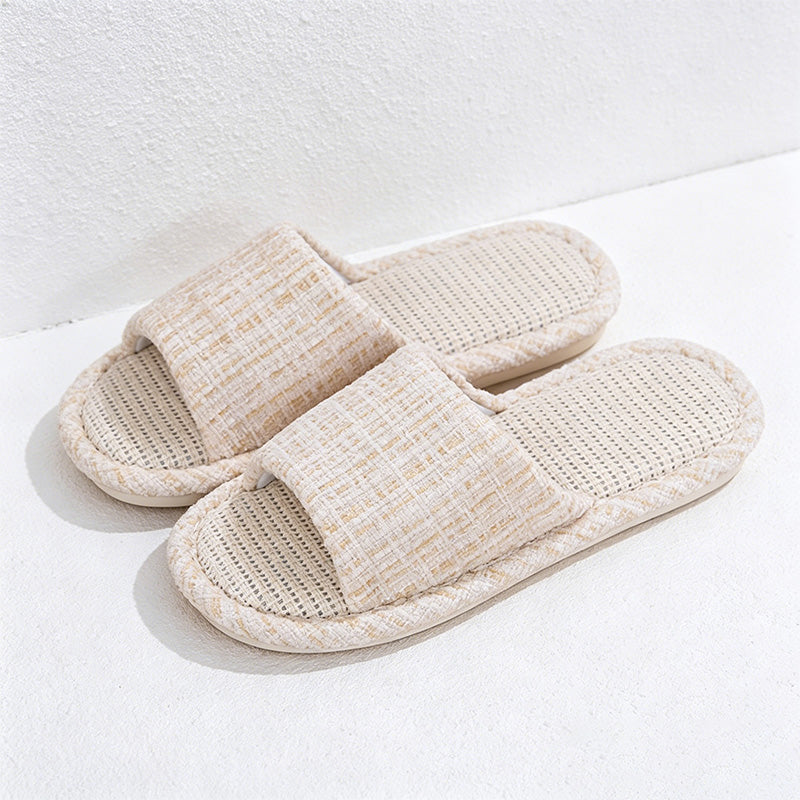 CouldNook Woven Straw-Look Open Toe Slippers - Natural Home Accent