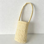 CouldNook Gingham Quilted Fabric Cup Sleeve - Portable Drink Bottle Carrier Bag