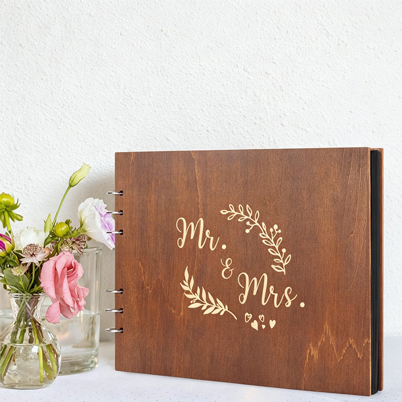 CouldNook Wood Wedding Guest Book - Keepsake Memory Album