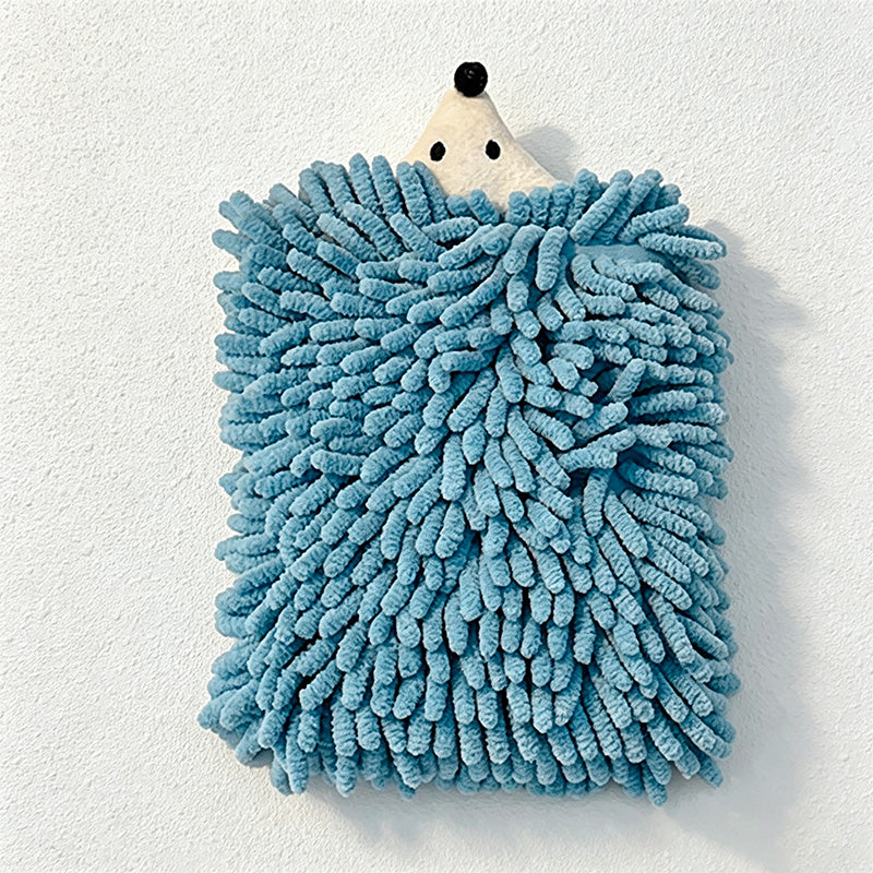 CouldNook Hedgehog Chenille Hand Towel - Quick Dry Absorbent Hanging Kitchen Towel