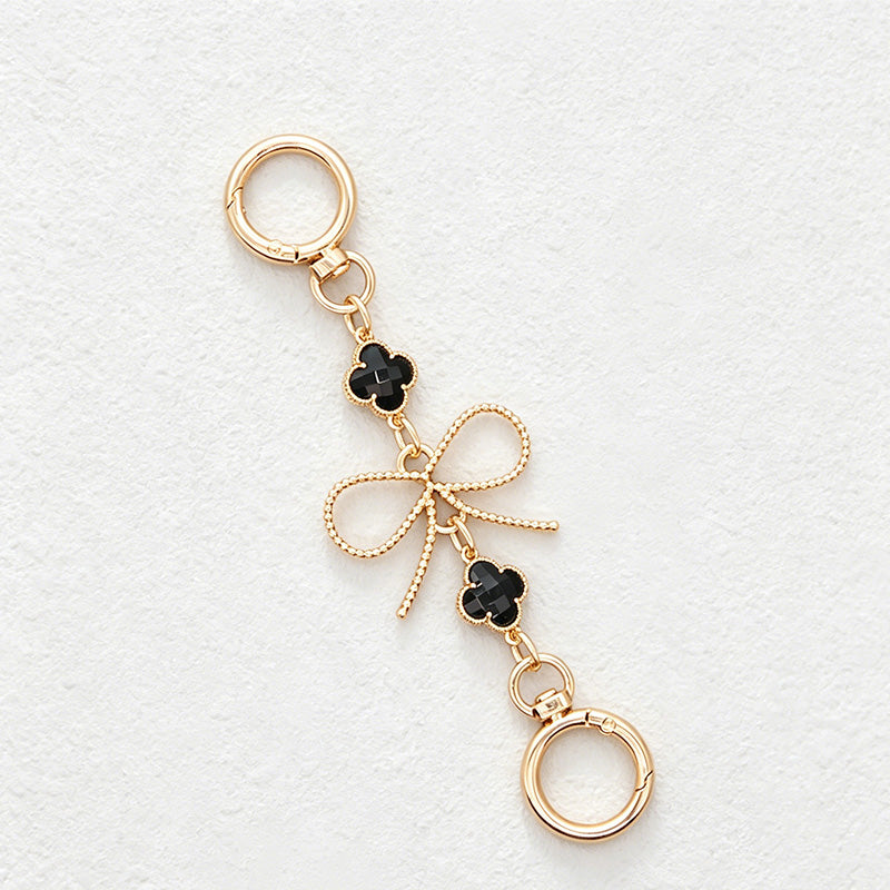 CouldNook Linked Floral Bag Charm Chain - Heart Accent
