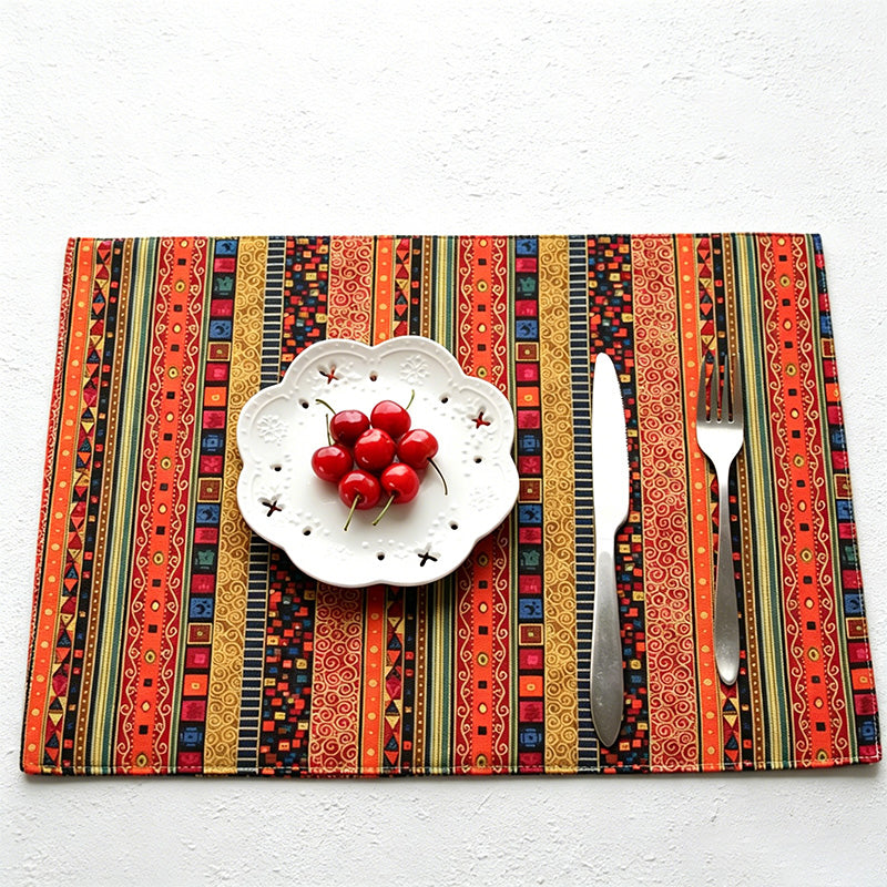 CouldNook Double-Layer Ethnic Placemat - Aesthetic Linen-Cotton Mat
