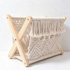 CouldNook Macrame Wood Magazine Rack - Home Storage Decor