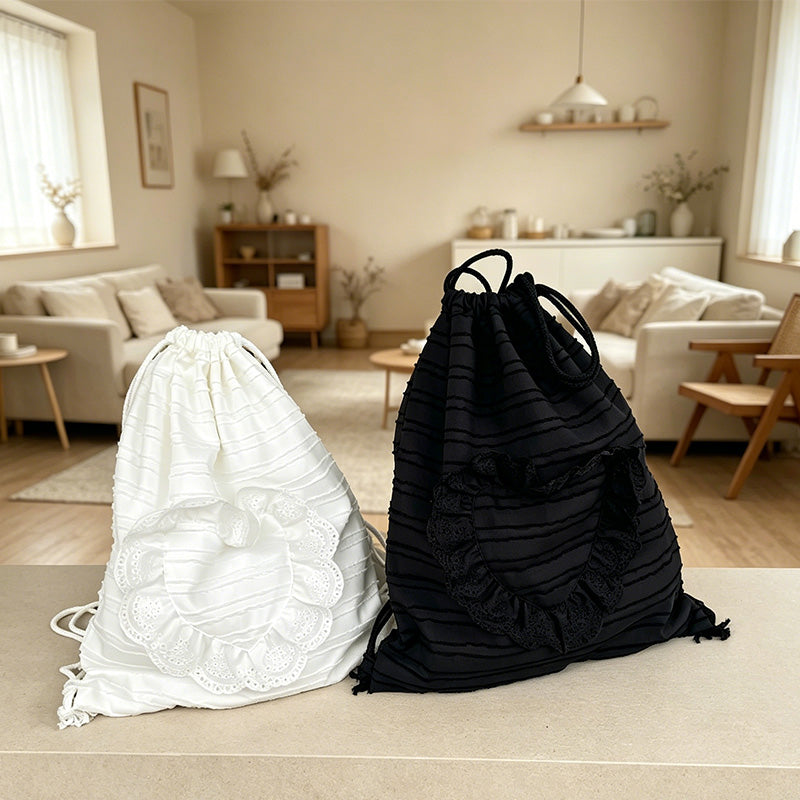 CouldNook Ruffle Drawstring Backpack - Everyday Soft Carry Accent