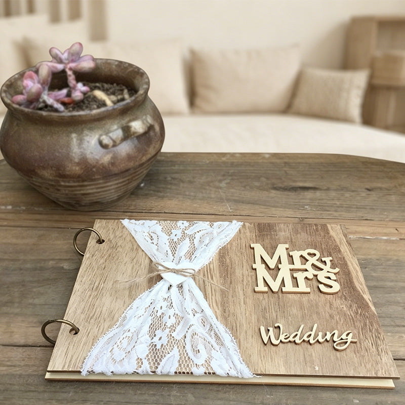 CouldNook Wedding Lace Guest Book - Wedding Guest Book with Lace Detail