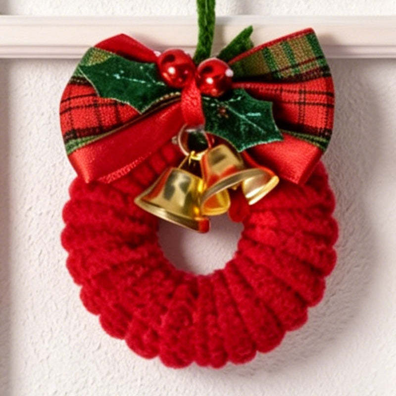 CouldNook Crochet Mini Wreath Christmas Ornament - Xmas Tree Hanging Decor