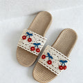CouldNook Cherry Embroidery-Look Open Toe Slippers - Summer Home Accent