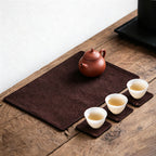 CouldNook Vintage Zen Waterproof Tea Mat - Wabi-Sabi Crinkled Fabric Placemat & Coaster