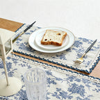 CouldNook Blue Floral Table Runner - Aesthetic Cotton-Linen Decor