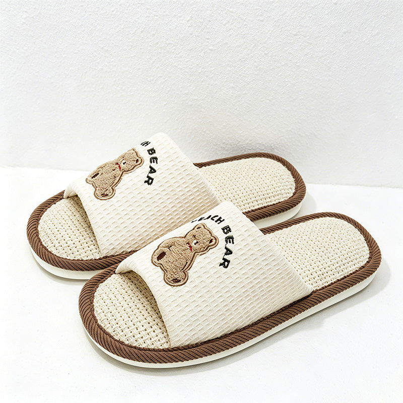 CouldNook Bear Dog Open Toe Slippers - Warm Indoor Accent