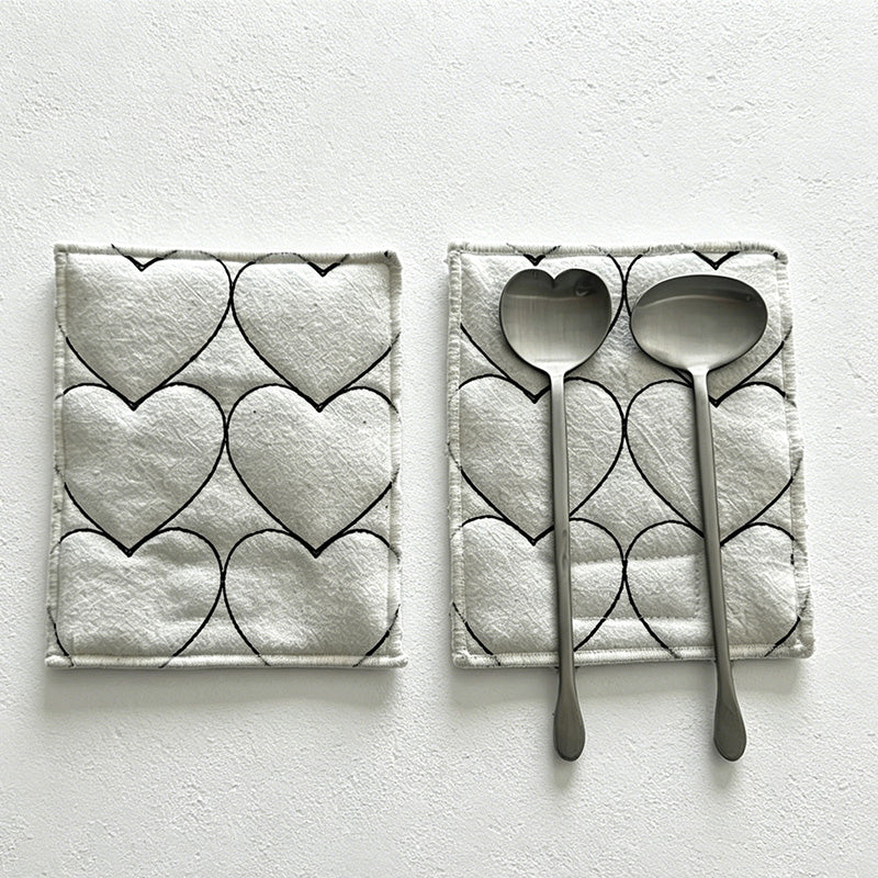 CouldNook Quilted Heart Fabric Coaster - Aesthetic insulated Table Mat
