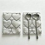 CouldNook Quilted Heart Fabric Coaster - Aesthetic insulated Table Mat