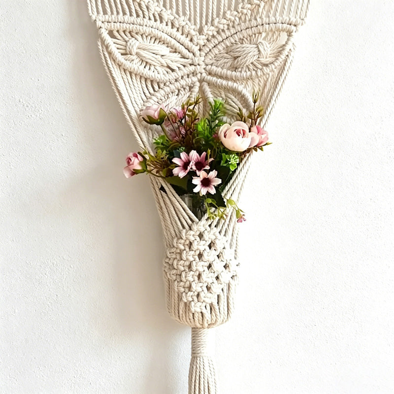 CouldNook Macrame Flower Wall Pocket - Hanging Home Decor