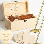 CouldNook Wooden Wedding Heart Guest Book Box Set with 2 Pens