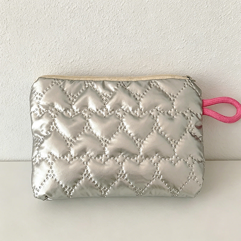 CouldNook Heart Quilted Mini Storage Pouch - Portable Makeup & Sanitary Bag