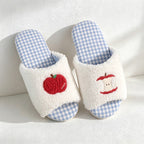 CouldNook Checked Apple Motif Home Slippers - Cozy Corner Accent