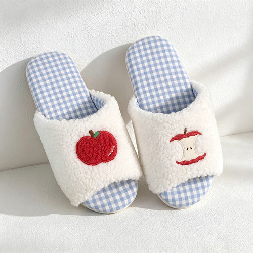 CouldNook Checked Apple Motif Home Slippers - Cozy Corner Accent