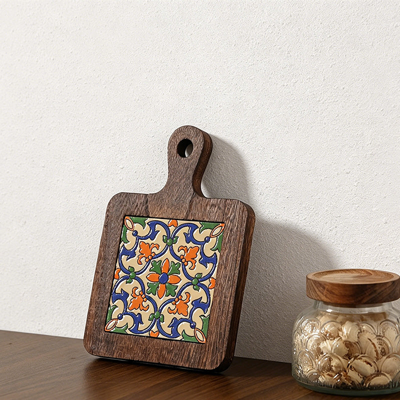 CouldNook Vintage Tile Wooden Trivet - Heat Resistant Kitchen Pot Holder