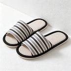 CouldNook Soft Stripe Open Toe Slippers - Relaxed Indoor Accent