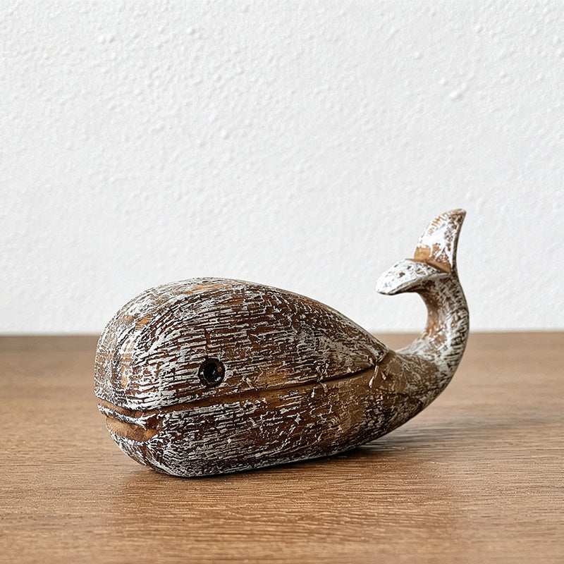 CouldNook Miniature Resin Whale Ornament - Vintage Nautical Desktop Decor