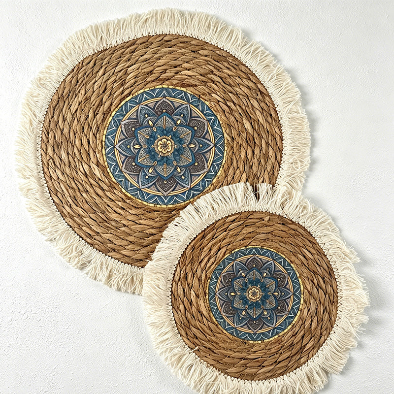 CouldNook Reed Bohemian Tassel Mat - Aesthetic Patterned Placemat